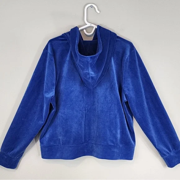 Juicy Couture Y2K Blue Velour Hooded Sweatshirt 1X - Picture 7 of 9